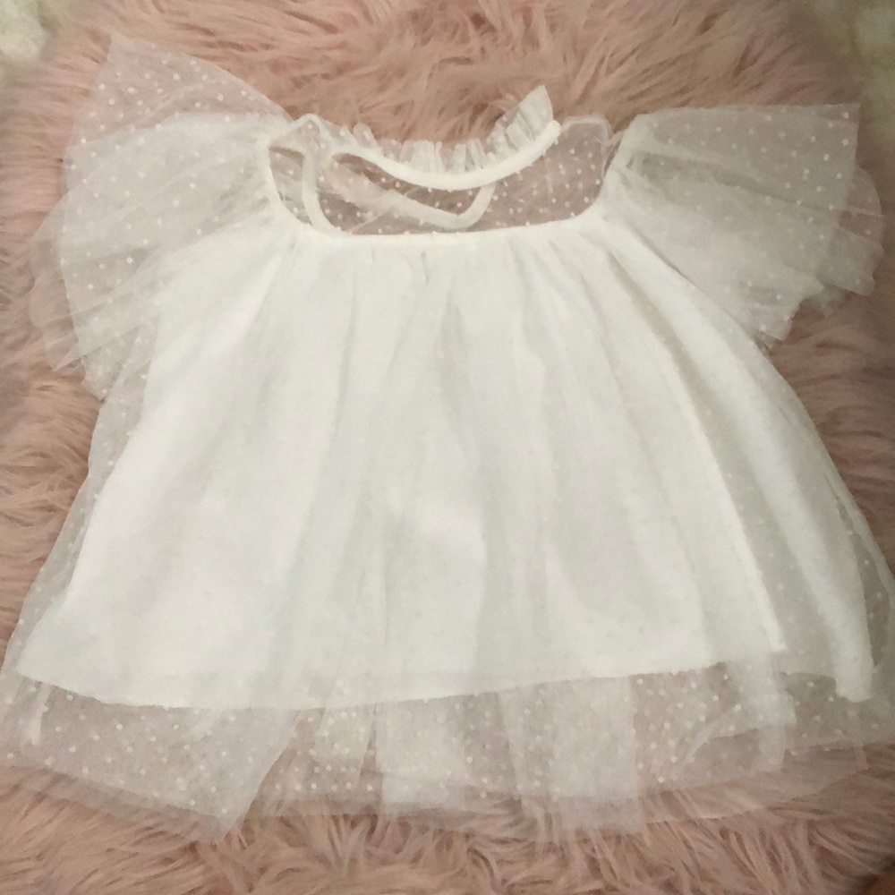 Dot fluff sleeve toddler blouse